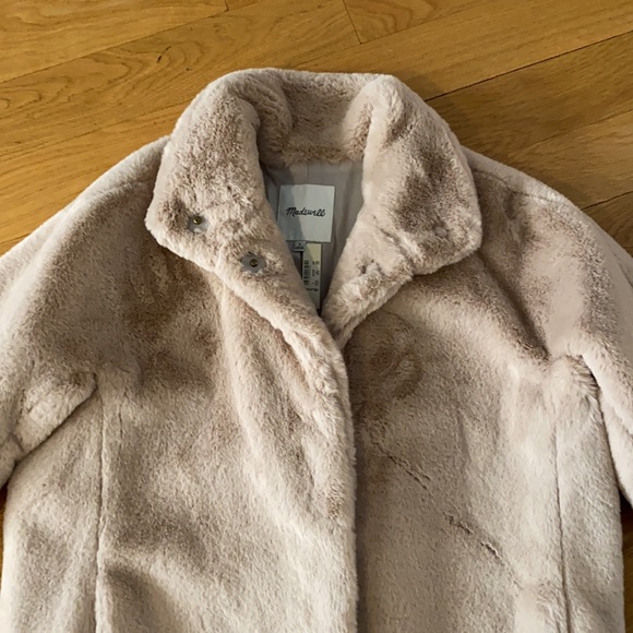 NWT Madewell Faux Fur Coat in Bisque - Picture 6 of 11